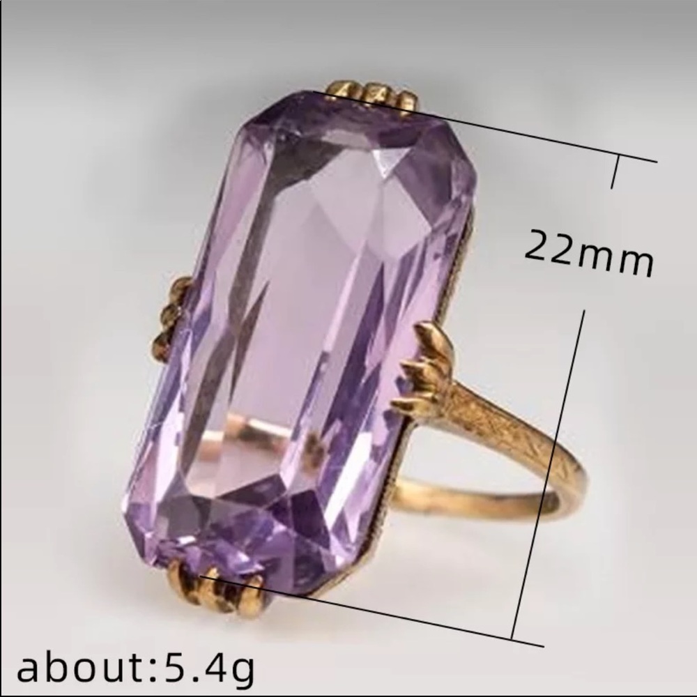 New Women’s Yellow Gold Royal Purple Luxury Ring - Picture 5 of 5